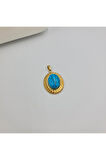 Firuze Taşlı Kadın Çelik Kolye Ucu 3.5 cm