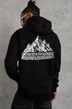 Erkek Nihilist Penguen Temalı Oversize Kapüşonlu Sweatshirt - Siyah