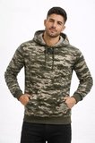 Erkek Kamuflaj Desenli 2 İplik 4 Mevsim Kapüşonlu Kanguru Cepli Hoodie Sweatshirt - Kamuflaj