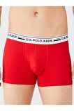 U.S. Polo Assn. Erkek 3'lü Boxer Kırmızı-Gri-Lacivert