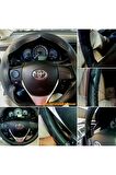 Toyota Corolla 2002-2006 Uyumlu Direksiyon Kılıfı Kırmızı-ipli 10.5cm