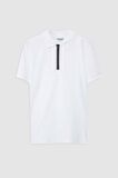 TWN Slim Fit Beyaz Pike Dokulu Yarım Fermuarlı Polo Yaka T-Shirt 4EC14ORTFRPLO