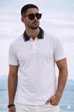 Polo Yaka Tshirt -Beyaz/Lacivert