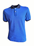Polo Yaka Tshirt - Sax Mavi/Lacivert Yaka