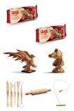 DAS Wood 350 Gr Modelling clay 2'li Ahşap Modelleme Ebeşuar kil Seti