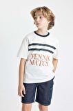 DeFacto Erkek Çocuk Oversize Fit Bisiklet Yaka Baskılı Kısa Kollu Tişört C4904A824HSER105