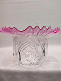 KIVIRCIK AVİZE CAMI.PEMBE-ŞEFFAF RENKTE(Alt çapı:10.00cm-h:15.50cm)
