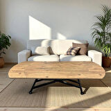 Oval Yan Baştan Açılır Akıllı Masa Üst Mdf Efesçam Alt Ayak Siyah Renk