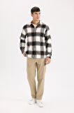 DeFacto Regular Fit Polo Yaka Kareli Flanel Uzun Kollu Gömlek D5835AX24AUBN279