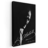 İmzalı Atatürk - Siyah Beyaz Sanatsal Portre Kanvas Tablo