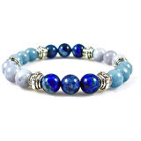 Akuamarin Anjalit Lapis Lazuli Bileklik 8 mm