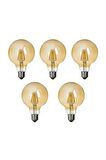 G95 Flamanlı Rustik 4w Led Ampul 5'li Dekoratif Vintage Aydınlatma