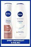 Nivea Creme Soft Duş Jeli 500ml Ve Kadın Sprey Deodorant Derma Control Clinical 50ml, 96saat Ter Koruması