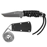 Smith Wesson® PARACORD Neck Knife Gray Plain Tanto Fixed Boyun Bıçağı SW910TAMCP
