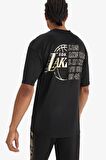 DeFactoFit NBA Los Angeles Lakers Boxy Fit Bisiklet Yaka Sırt Baskılı Kısa Kollu Tişört E0348AX25SPBK81