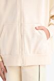 Kız Çocuk Kapüşonlu Basic Düz Cepli Fermuarlı Sweatshirt