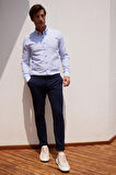 Erkek Lacivert Slim Fit Dar Kesim Pamuklu Esnek Rahat Chino Pantolon
