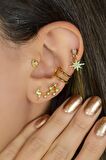 Aslan Burcu Küpe Takımyıldızı Yıldızlı Piercing Helix Gümüş Renk