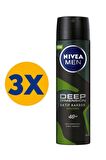 Nivea Men Erkek Sprey Deodorant Amazonia 150ml, 48 Saat Anti-perspirant Koruma, Ter Karşıtı, X3 Adet