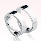 Beyaz Taşlı Altın Alyans 0304-2