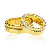 Sarı Taşlı Altın Alyans 0305