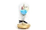 Fanus Gül 28/14cm Cam Fanus Led Işıklı Hediyelik