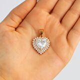 Zirkon Taşlı Kalp Form Rose Xuping Kolye Ucu – 2 cm