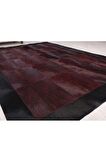 Bordo Zebra Desenli Deri Halı