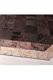 Leopar Baskı Kahve Deri Halı