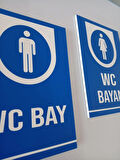 Bay Wc Kapı Isimliği Uyarı Yönlendirme Levhası 15x22 Cm Ebat 5 Mm Dekota Levha 2'li Set