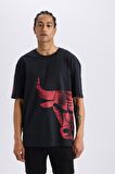 DeFactoFit NBA Chicago Bulls Oversize Geniş Kalıp Bisiklet Yaka Kısa Kollu Tişört B3889AX25SPBK34