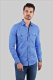 Mavi Slimfit Gerçek Kot Erkek Gömlek