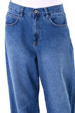 Kadın Mavi Yüksek Bel Baggy Jeans