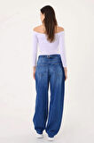 Kadın Mavi Yüksek Bel Baggy Jeans