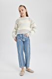 DeFacto Kız Çocuk Wide Leg Geniş Bol Paça Jean Pantolon C1988A824SPNM55