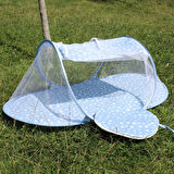 Katlanabilir Mavi Bebek Cibinlik Çantalı Tül Sineklik Haşere Koruyucu Bebek Gölgelik 120-60 cm