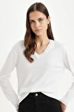 DeFacto Relax Fit V Yaka Basic Kazak C4024AX24WNER105