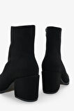 Kadın Yandan Fermuarlı Topuklu Günlük Bot Selans Siyah Süet