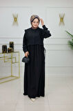 Kadın Tesettür Elbise 2'Li Yelek & Elbise
