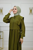 Kadın Tesettür Elbise 2'Li Yelek & Elbise