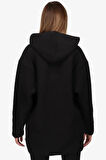 Adidas Polar Fleece Full Zİp Long Hoodie Kadın Çift Taraflı Bol Kesim Kapüşonlu Uzun Polar Sweatshirt Siyah