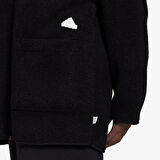 Adidas Polar Fleece Full Zİp Long Hoodie Kadın Çift Taraflı Bol Kesim Kapüşonlu Uzun Polar Sweatshirt Siyah