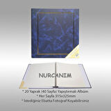 NRCN 20 Yaprak [40 SAYFA]-31x32 cm Manyetik Yapışkanlı Ciltbezli Fotoğraf Albümü (Lacivert)