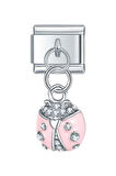 Pembe Uğur Böceği Çelik İtalyan Charm