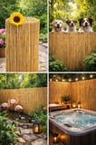 Doğal Kamış Bambu Çit 2.5 x5m Bahçe Teras Balkon Gizlilik Perdesi Gölgelik Örtü