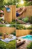Doğal Kamış Bambu Çit 2.5 x5m Bahçe Teras Balkon Gizlilik Perdesi Gölgelik Örtü