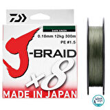 Daiwa J Braid PE 8X İp Misina 0.18mm 12kg 300mt Koyu Yeşil