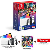 Nintendo Switch OLED Konsol Beyaz + Mario Kart 8 Deluxe + 12 Months NSO