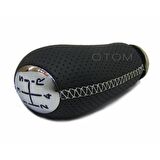 Renault Megane 3-Fluence Deri Vites Topuzu-5 ileri (Delikli Deri & Bej Dikiş)