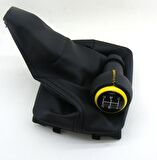 Peugeot 206 Deri Vites Topuzu & Vites Körüğü Takım (Sarı Dikişli)